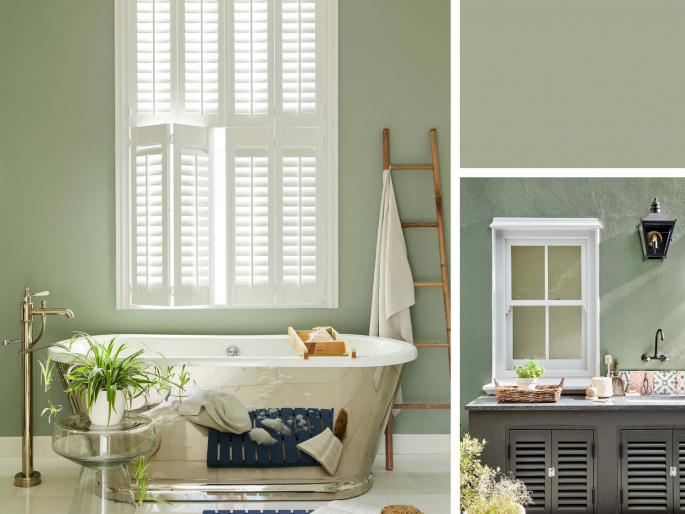 Little Greene - Boringdon Green 295 op de wand in een badkamer