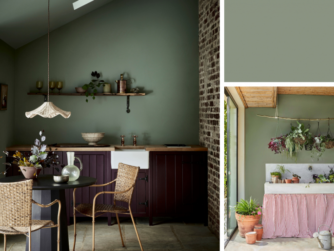 Little Greene - Windmill Lane 296 op wand achter de keuken