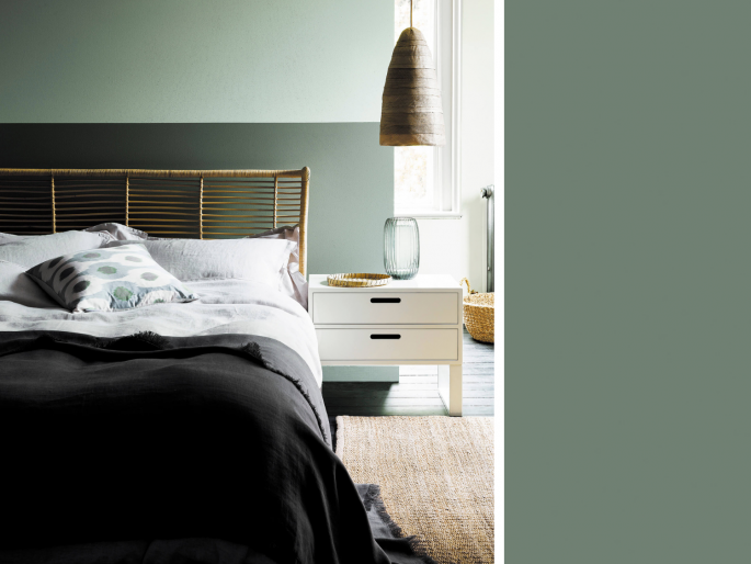 Little Greene - Ambleside 304 als hoofdbord achter bed