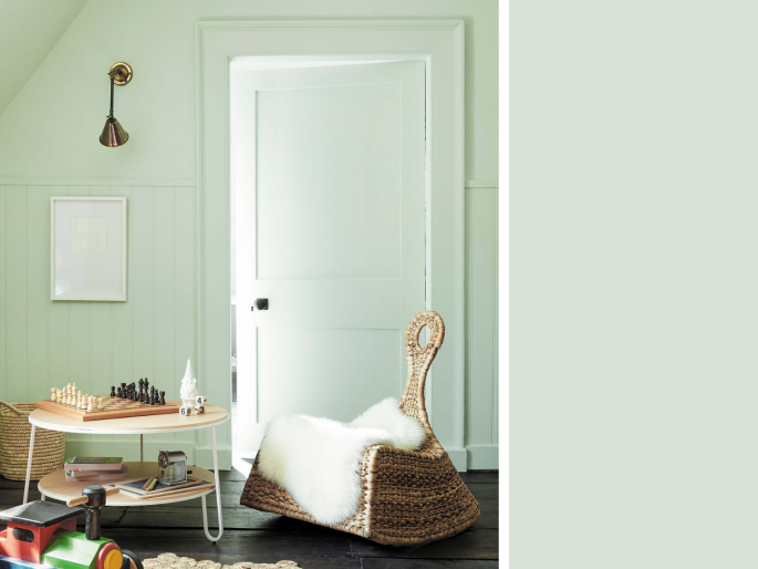 Little Greene - Hidey Hole 307 in mooie kamer op de muren en plafond