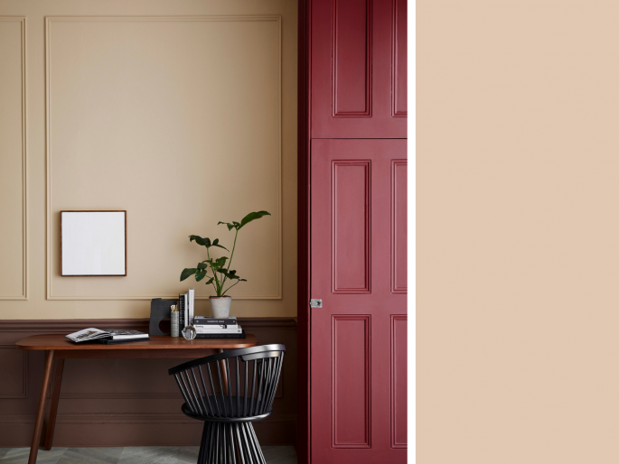 Little Greene - Castell Pink 314 op wand met vakken