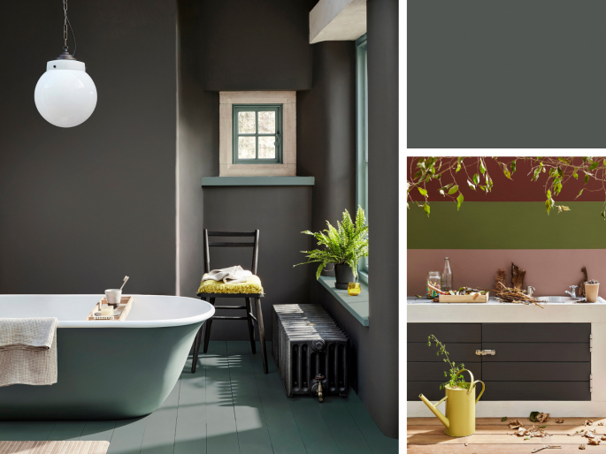 Little Greene - Vulcan 324 geverfd op de wand in luxe badkamer