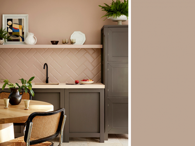 Little Greene - Mochi 344 op tegels boven keukenblad