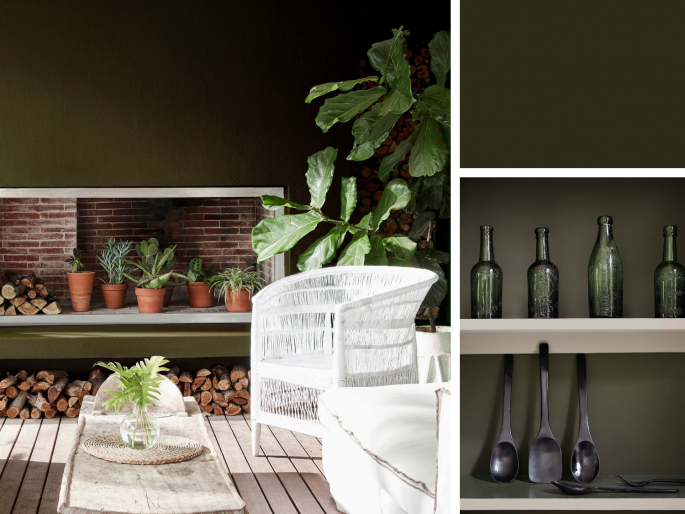Little Greene - Invisible Green 56 toegepast in diverse interieurs