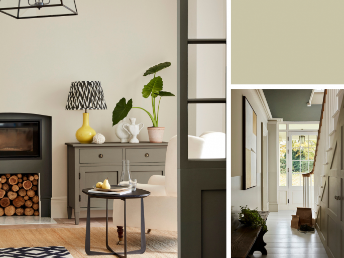 Little Greene - Portland Stone 77 in de woonkamer