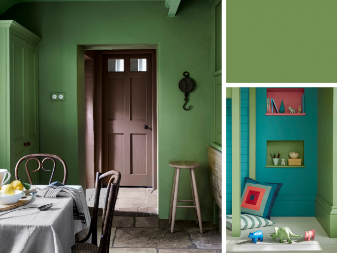 Little Greene - Garden 86 in een kinderkamer op de wand en plinten