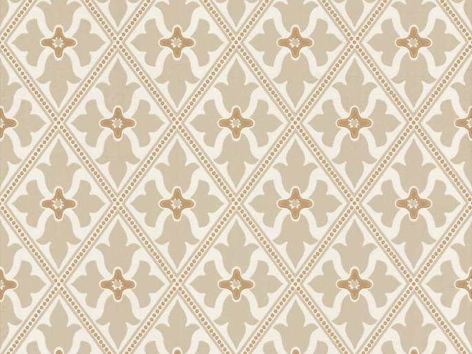 Beige patroon behang Bayham Abbey - Meteor van Little Greene