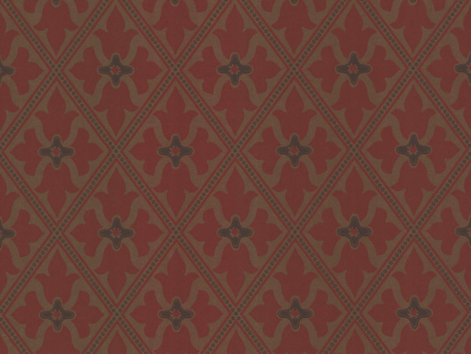 Donker rood patroonbehang Bayham Abbey - Spanish Gold Little Greene
