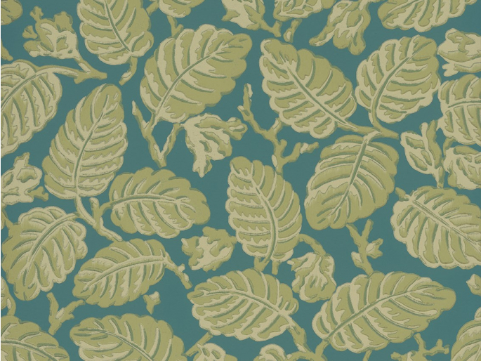 Beech Nut - Florence behang Little Greene met groene bladeren