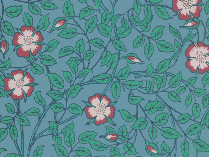 Briar Rose - Marine Blue behang van Little Greene
