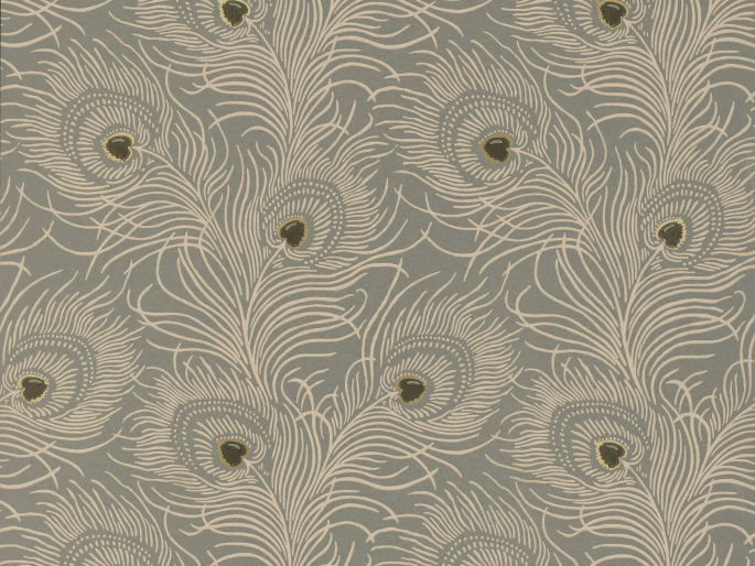 Taupe kleurig behang Carlton House Terrace - Slate van Little Greene 