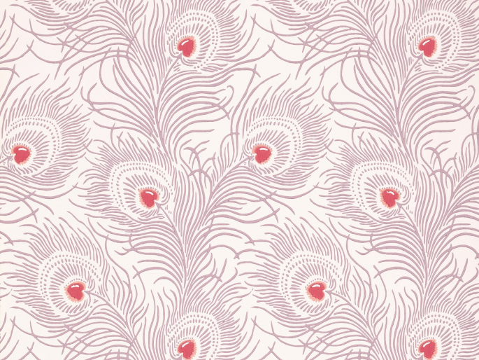 Roze behang met pauwveren van Little Greene Carlton House Terrace - Valentine