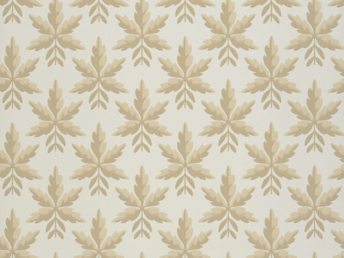 Clutterbuck - Hessian behang van Little Greene met licht bruine bladeren als patroon