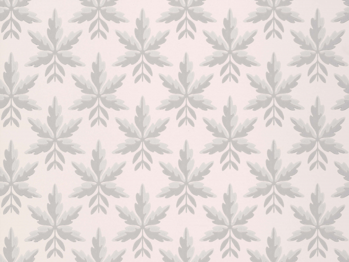 Licht roze behang met grijze bladeren van Little Greene Clutterbuck - Puce
