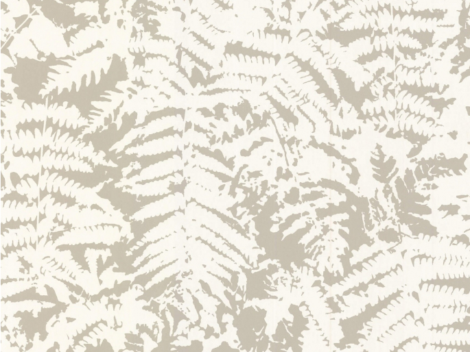 Behang van Little Greene met hele grote bladeren in beige en taupe tinten Fern - Gilver