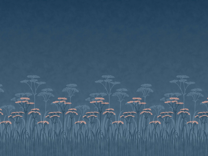 Achillea - Nighttide behang van Little Greene