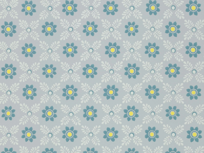 Blauw bloemen behang met jaren 70 uitstraling Ditsy Block - Bone China Blue