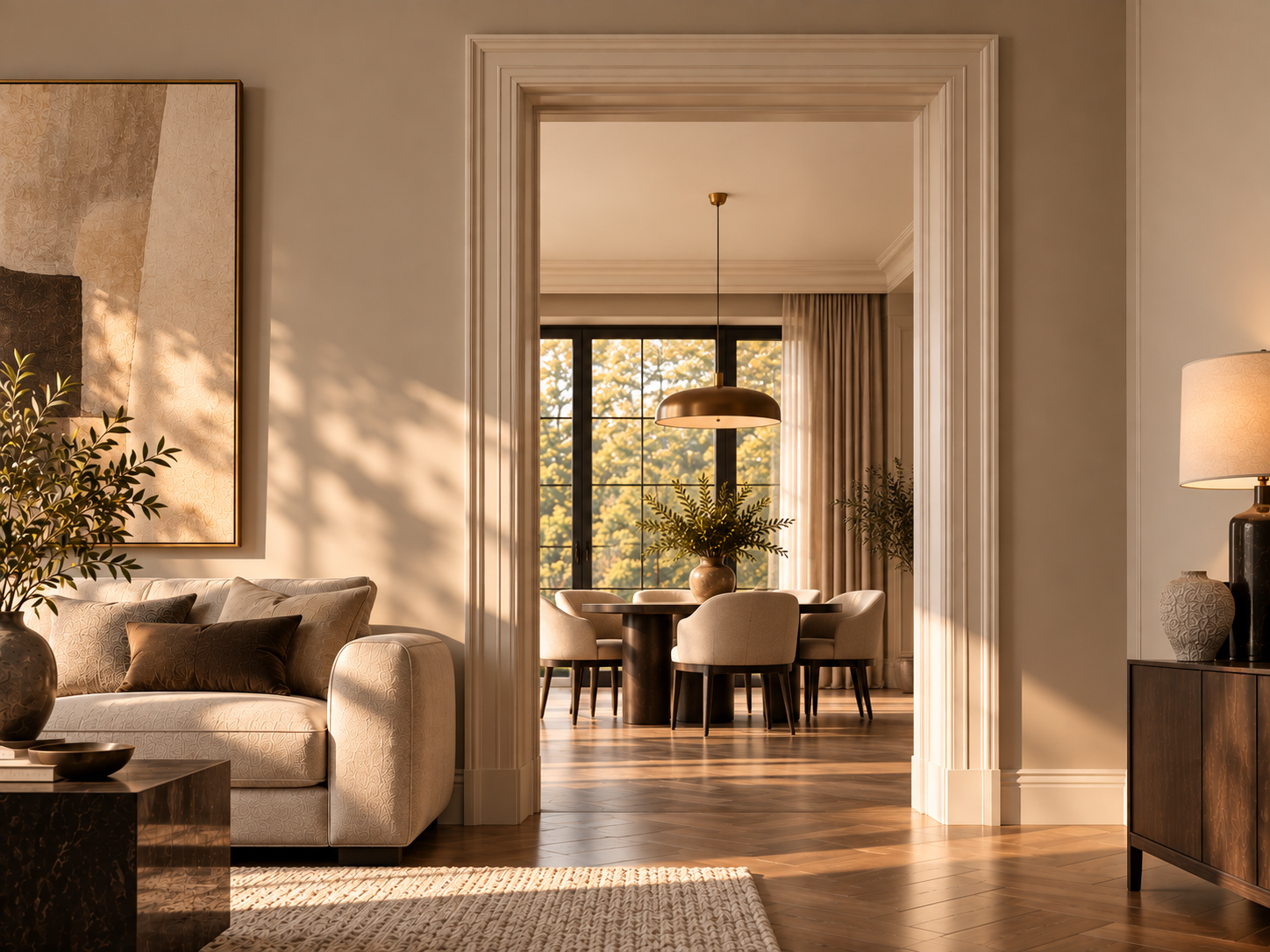 Interieur met deuropening afgewerkt met Orac architraven