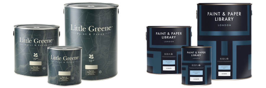 Originele verfblikken van Little Greene en Paint & Paper Library