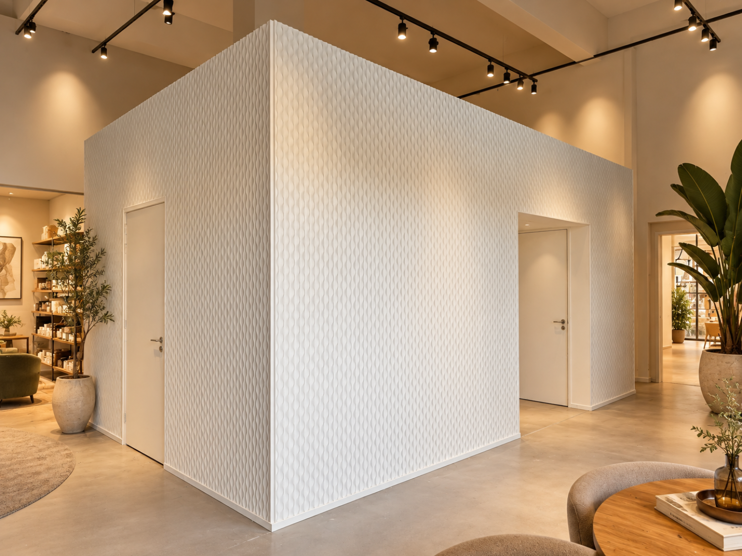 Orac wandpaneel W219 Zea toegepast op de buitenwanden van een toiletgroep
